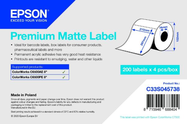 Epson 210mm x 297 mm 200 matt címke