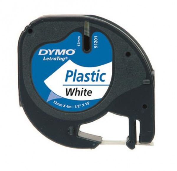 DYMO LetraTag szalag 12mm x 4m fehér-fekete